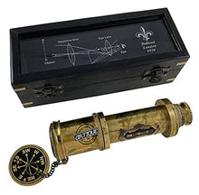 Load image into Gallery viewer, Brass Nautical Functional Telescope Glass Optics and High Magnification Kid&#39;s Telescopes Camouflage Finish 16in Long Wooden Box Handheld Antique Style Pirate Sailor Spyglass

