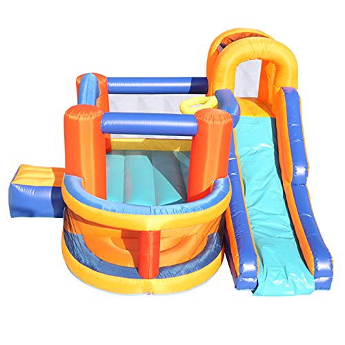 JASOYA gt7-kj Inflatable Bounce House,Slide Bouncer with Basketball Hoop, Climbing Wall, Ideal Kids Jumping Area