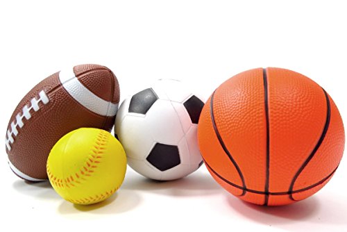 AMPERSAND SHOPS Action Sport Kids 4-Pack Ball Set (Soccer, Tennis, Basketball & Football)