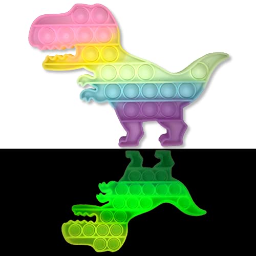 Fidget Toys Glow in The Dark, 1 Pcs Pop Its Dinosaur-Shaped Push Pop Bubble Fidget Sensory Gifts, Autism Stress Sensory Toy Reliever, Educational School Game Office Desk Toy for Toddlers Kids Adults