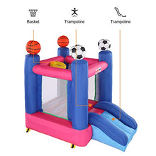 Load image into Gallery viewer, JIMUPARK Inflatable Jumping Castle with Slide,Bounce House Castle with Basketball Hoop Inflatable Bouncer with Air Blower,Fun Slide,Football Area,Family Backyard Bouncy Castle

