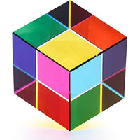 ZhuoChiMall CMY Mixing Color Cube 1.6 inch (40 mm) CMYcube Crystal Glass Prism, RGB Dispersion Prism, Multi-Color Desktop Toys Education Gift for Kids