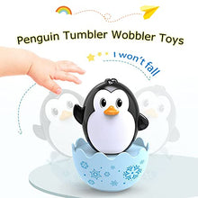 Load image into Gallery viewer, Lukax Plastic Egg Shakers - Penguin Bunny Weeble Wobble Baby Toys, Tummy Time Wobbler with Rattles
