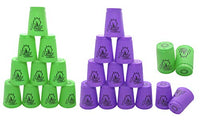 24 Pack Sports Stacking Cups, Quick Stack Cups Set Training Game for Travel Party Challenge Competition, Green+Purple