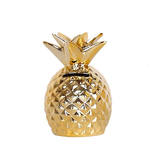 YBYB Money Box Ceramics Piggy Bank Money Box Coin Bank Gold White Pineapple Ananas Fruits Shaped Piggy Bank Storage Case Gift for Kids Piggy Bank (Color : Gold)