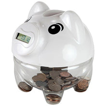 Load image into Gallery viewer, Lily&#39;s Home Kid&#39;s Money Counting Piggy Digital Coin Bank, Counts U.S. Pennies, Nickels, Dimes, Quarters, Half Dollars, and Dollar Coins, for Learning or Play, White (5.5&quot; x 6.25&quot; x 6&quot;)
