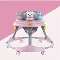 Walkers with Music Light, 6 Mute Universal Wheels Height Adjustable Walker, Anti-Rollover Anti-O Leg Folding Walker Suitable for Girls Boys 6-18 Months (Color : A)