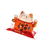 IMIKEYA Japanese Cat Piggy Bank Ceramic Neko Lucky Cat Coin Bank Feng Shui Piggy Box Luck and Fortune Collectible Figurine Statue for 2021 New Year Ornament(Orange)