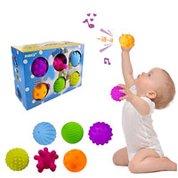 Sensory Balls for Kids 6pcs Textured Multi Ball Set for Toddlers Multicolor and Bright Handing Catching Balls BPA-Free Soft Stress Relief Toys ROHSCE