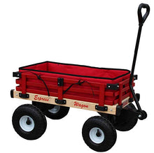 Load image into Gallery viewer, Millside Industries Wooden Express Wagon with 10 Inch Pneumatic Wheels, Red Floor Pad and Surrounding Pads
