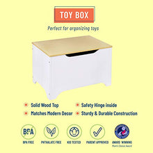 Load image into Gallery viewer, Wildkin Kids Toy Box for Boys and Girls, Features Safety Hinge and Carrying Handles, Helps Keep Toys, Games, Books, and Art Supplies Organized in Your Child&#39;s Bedroom or Playroom (White with Natural)
