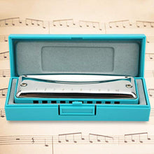 Load image into Gallery viewer, 10 Holes Harmonica,Stainless Steel Blues Harmonica 10 Holes Key Of Eb For Beginners And The Professional Musical Gifts For Relatives And Friends On Holiday Birthdays (blue) Play Instrument Supplies
