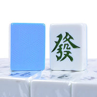 Majong Sets, Portable Chinese Mahjong Set of 144 Tiles Chinese Traditional Mahjong Games with Storage Bag, Tablecloth Family Leisure Game Entertainment,Blue,44mm