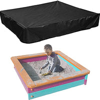 Sandbox Cover, Waterproof Square Protective Cover, Oxford Cloth Sandbox Cover Pool Protective Cover for Sand Toys Adjustable Sandbox Cover with Drawstring (120*120 cm, Black)
