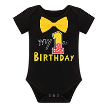 Load image into Gallery viewer, Baby Boy 1st Birthday Cake Smash Outfits Mouse Photo Costume Romper+Suspenders+Shorts+Headband 20: Black 1st 12-18M

