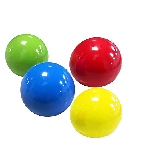 4Pcs Ceiling Sticky Balls Decompress Stress Relief Balls Luminescent Squeeze Vent Ball Fluorescence Goo Ball Fun Toy for Kids and Adults (No Luminous , 2.6'')