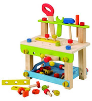 EverEarth Toddler Workbench with Tools. Wooden Building Set Hammer Toy