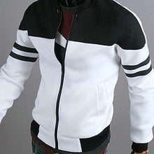 Load image into Gallery viewer, Men&#39;s Outdoor Casual Jacket Diagonal Color Zipper Top Autumn Winter Zipper Sportswear Long Sleeve Coat KLGDA Black
