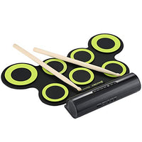 ARTIBETTER Roll Up Drum Kit wiht Speakers Practice Pad Tabletop Electronic Drum Pad Drumsticks Foldable Drum Set for Kids Green