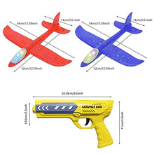 Load image into Gallery viewer, Aizoer LED Airplane Toy, 2 Flight Mode Catapult Plane Toy for Kids,Throwing Foam Plane with Launcher Toys One-Click Ejection Shooting Game Birthday Toy for 6 7 8 9 10 Year Old Boys and Girls
