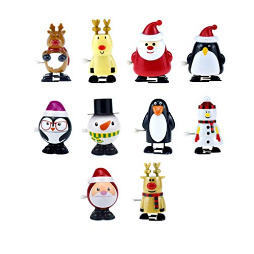 STOBOK 10pcs Christmas Wind Up Toys Reindeer Santa Penguin Snowman Wind up Stocking Stuffers Christmas Party Favors for Kids