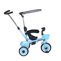 Trolley Bicycle with Umbrella Children's Tricycle 3 in 1 with Handle Suitable for Children from 12 Months to 6 Years Old (Color : Blue)
