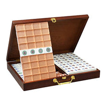 Load image into Gallery viewer, MASHUANG Chinese Mahjong Game Set, 144 Tiles Wooden Case Leather Mat 4 Dice, Four Players Family Game, New Year Gift, 40 x 31 mm, Orange
