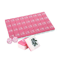 MASHUANG Pink Cute Cat Chinese Mahjong Game Set, 144 Tiles Aluminium Case Mahjong Mat 4 Dice, Four Players Game, New Year Gift, 42 x 31 mm