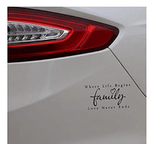 Load image into Gallery viewer, MDGCYDR Car Stickers Funny 14.6CmX7.9Cm Safety Car Sticker Vinyl Decal Where Life Begins Family Love Never Ends Black/Silver
