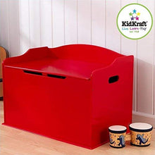 Load image into Gallery viewer, KidKraft Austin Wooden Toy Box/Bench with Safety Hinged Lid - Red, Gift for Ages 3+, Amazon Exclusive

