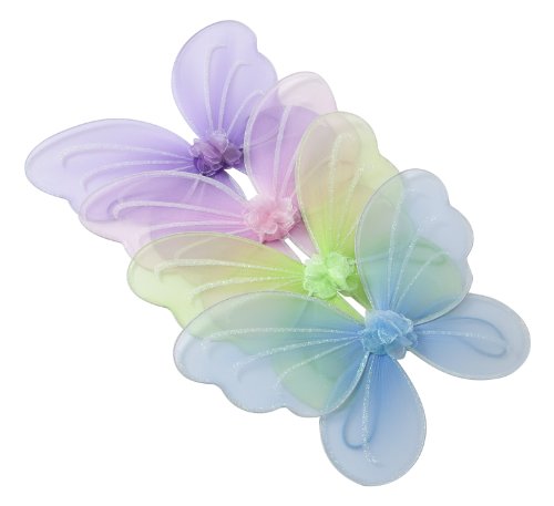 Girls Butterfly, Fairy, and Angel Wings for Kids. for Garden Parties, Birthday Favors, Halloween Costumes, and More. Set of 4. Multi Color