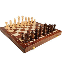 Flystoo Chess Set Wooden Folding Chess Set Big Chess Set Handwork Solid Wood Pieces Travel Board Game for Adults Outdoor Folding Chess Set