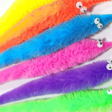 Load image into Gallery viewer, SHENGSEN 120 Pack Fuzzy Worm Toys String Pets Fuzzy Worms On String Bulk Trick Toy Party Favors for Kid Cat (12 Colors)
