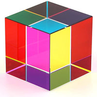ZhuoChiMall CMY Color Cube 2 inch (50 mm) Crystal Glass Cube Prism, Multi-Color CMYcube Toys and Desktop Decoration