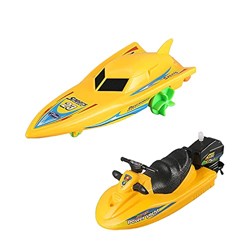 NEXTAKE Wind-up Boat Bathtub Toy, Funny Windup Motorboat Yacht Bath Toy Pull and Go Yacht Water Toy Jet Ski Yacht Tub Toy (Motorboat+Amphibious Yacht)