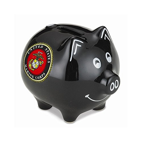 United States Marine Corps Piggy Bank Safe Stoneware Savings Money Cash Box USMC with Coin Slot in Gift Box