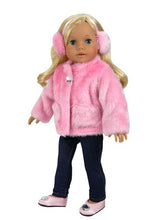 Load image into Gallery viewer, Sophia&#39;s 18 Inch Doll Clothes Pink Fur Coat &amp; Earmuff/Headband fits 18 Inch American Girl Dolls &amp; More, Jeweled Fur Coat in Pink &amp; Headband/Earmuffs

