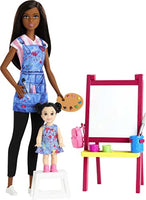 Barbie Art Teacher Playset with Brunette Doll, Toddler Doll, Toy Art Pieces