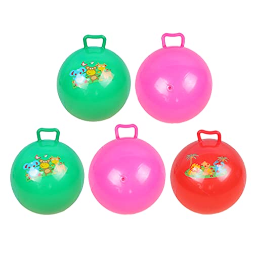 TOYANDONA 5pcs Hopper Balls Bouncy Ball with Handle Large Bouncing Ball Cartoon Pattern Jumping Ball for Toddlers Kid Children Random Color