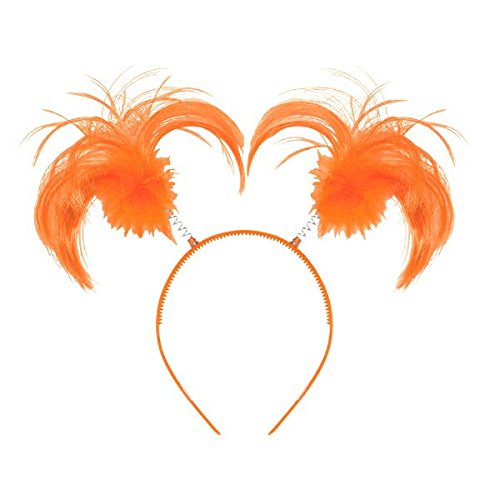 Amscan Tinsel Wrapped Ponytails Headbopper Accessory, Orange, One Size Party Hats, 8