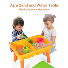 Load image into Gallery viewer, COLOR TREE Kids 2-in-1 Sand and Water Table + Learning Activity Sensory Table with 8pcs Beach Playset - Toddlers Boys Girls Summer Toys Have Fun
