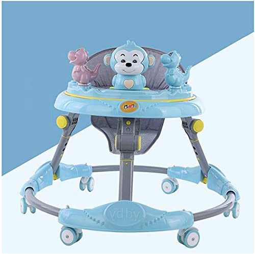 Walkers with Music Light, 6 Mute Universal Wheels Height Adjustable Walker, Anti-Rollover Anti-O Leg Folding Walker Suitable for Girls Boys 6-18 Months (Color : B)