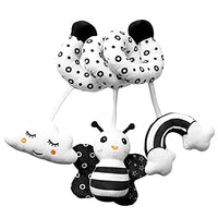 Ebrima Baby Pram Crib Activity Spiral Plush Toys & Stroller Toy & Car Seat Hanging Toys & Animal Education Plush Toys & 3 6 9 12 Months Baby Rattles (Bee)