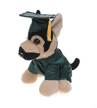 Load image into Gallery viewer, Plushland German Shephard Plush Stuffed Animal Toys for Graduation Day, Personalized Text, Name or Your School Logo on Gown, Best for Any Grad School Kids 12 Inches(Forest Green Cap and Gown)
