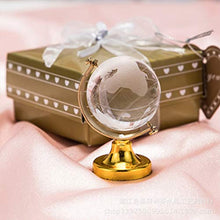 Load image into Gallery viewer, HEALLILY Crystal Earth Globe Small Round Transparent World Ball Model with Stand Tabletop Collection Geography Statue for Home Office Bedroom Golden
