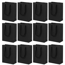 Load image into Gallery viewer, NUOBESTY 15pcs Kraft Paper Bags Paper Small Shopping Retail Bag Kraft Bags Party Bags Black Paper Bags with Handles Party Goodie Favor Candy Container
