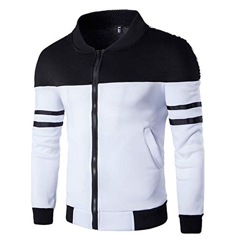 Men's Outdoor Casual Jacket Diagonal Color Zipper Top Autumn Winter Zipper Sportswear Long Sleeve Coat KLGDA Black