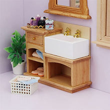 Load image into Gallery viewer, Yeahii Mini Wooden Wash Basin Cabinet with Ceramic Hand Sink, Miniature Simulation Furniture Model for Dollhouse Bathroom(1/12 Scale)
