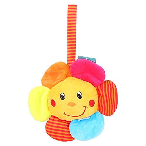 Baby Hanging Rattle Toys, Cartoon Sun Flower Pull Bell Music Box Hanging Bell Cute Crib Bed Plush Baby Rattle Pushchair Comfort Toys