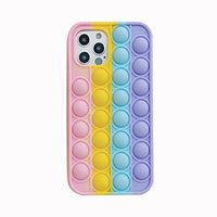 Assletes, Bubble Fidget Reliver Stress Toys Bubble Case for iPhone 7iPhone 8iPhone 6 6SiPhone SE 2020 4.7inch Cover, Soft Silicone Antistress Full Body Protection Cover for Girls Children(Rainbow)